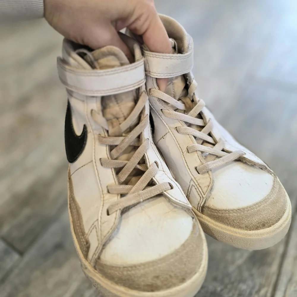Nike Kids High-Top Sneakers - White and Black